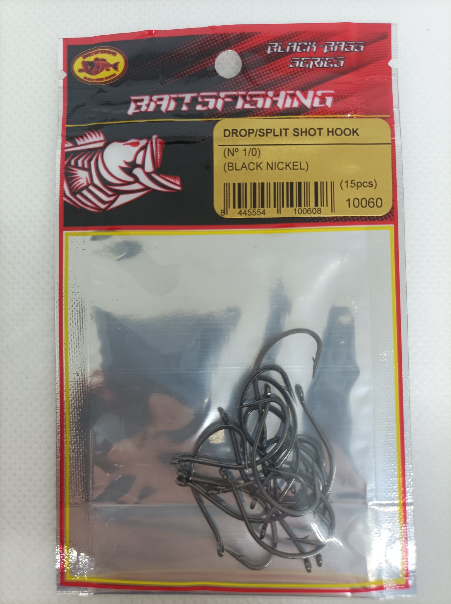 DROP/SPLIT SHOT HOOK (15pcs) BLACK NICKEL