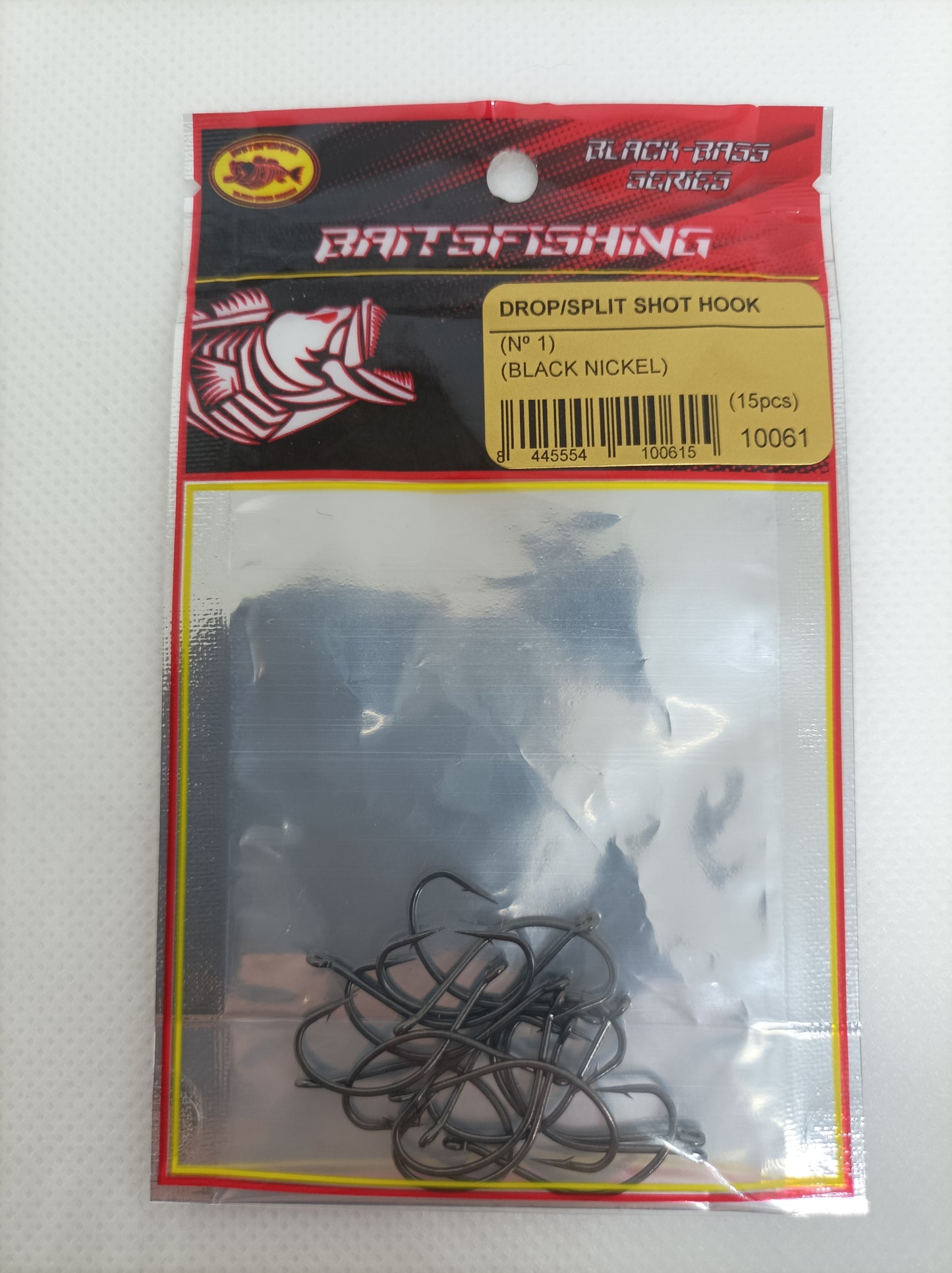 DROP/SPLIT SHOT HOOK (15pcs) BLACK NICKEL